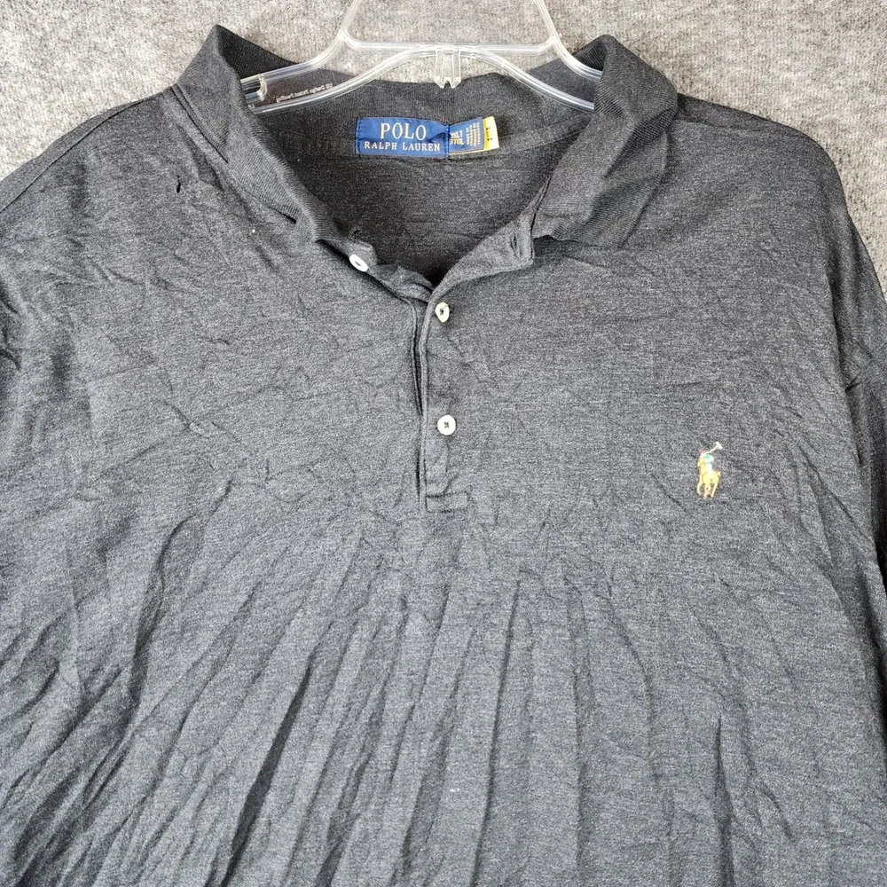 Polo Ralph Lauren Polo Shirt Mens 3XLT Grey Short Sleeve Jersey Cotton EUC